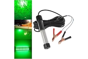 Linkstyle 12V Submersible Fishing Light, 2000LM Underwater Green Fish Attractants Lamp with 5M Cord for Boat Night Fishing