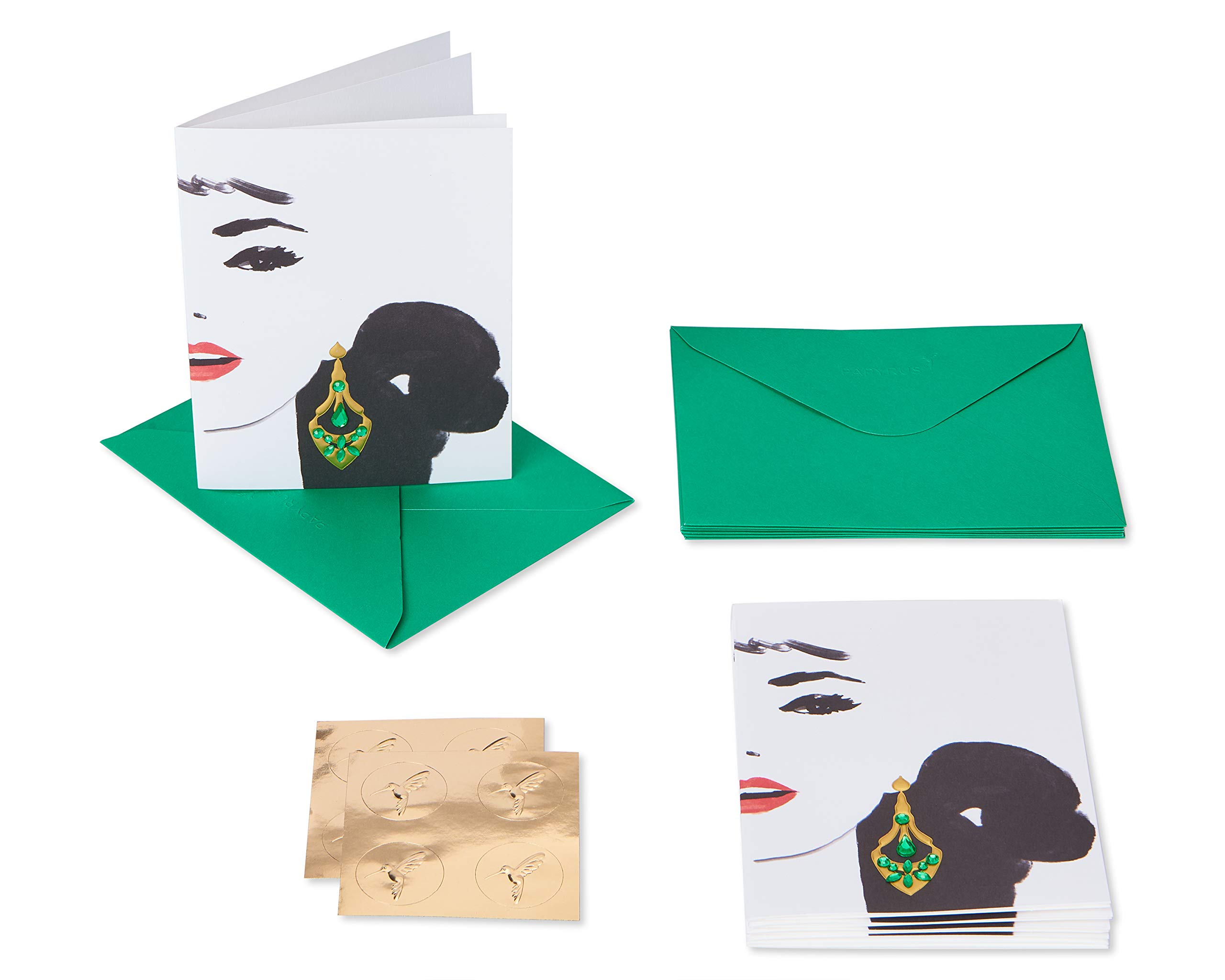 Blank Cards with Envelopes, Gem Earring (8-Count)