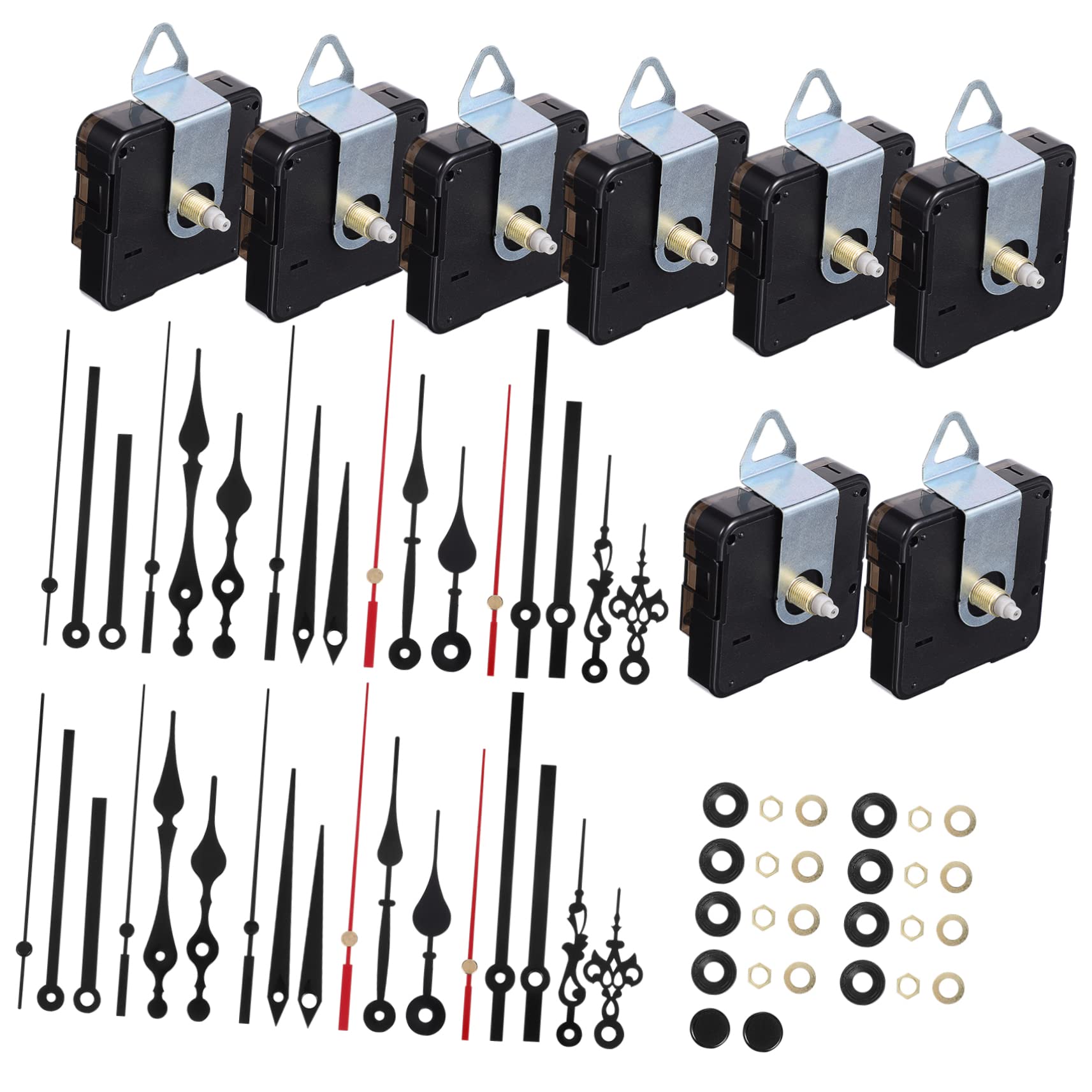 DOITOOL 8 Sets Movement Wall Clock Plastic Clock Hands Hanging Quartz Mechanisms Kit Replacement Parts Sports Replacement Mechanism Battery Operated