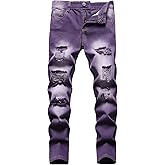 Anbreuinron Boy's Skinny Fit Comfy Jeans Ripped Destroyed Distressed Stylish Slim Washed Denim Jeans Pants