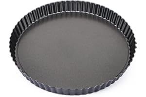 Beasea Tart Pan 10 Inch with Removable Bottom, Non Stick Quiche Pan Pie Shell Fluted Edge Tart Pan, Loose Base Carbon Steel Round Cooking Pan for Baking