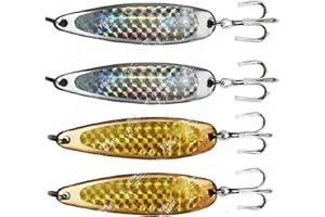 4pcs 3oz 6inch Fishing Spoon with a Treble Hook Gold & Silver - Fish Wow!…