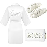 Tkifoda Bride to Be Gift Set, Bride Slippers, I Do Slippers, Bride Robe, Wedding Robe, Bride Makeup Bag, MRS Cosmetic Bag, Bride Gift, Bridal Shower Gifts for Her, Bachelorette Gifts for Bride