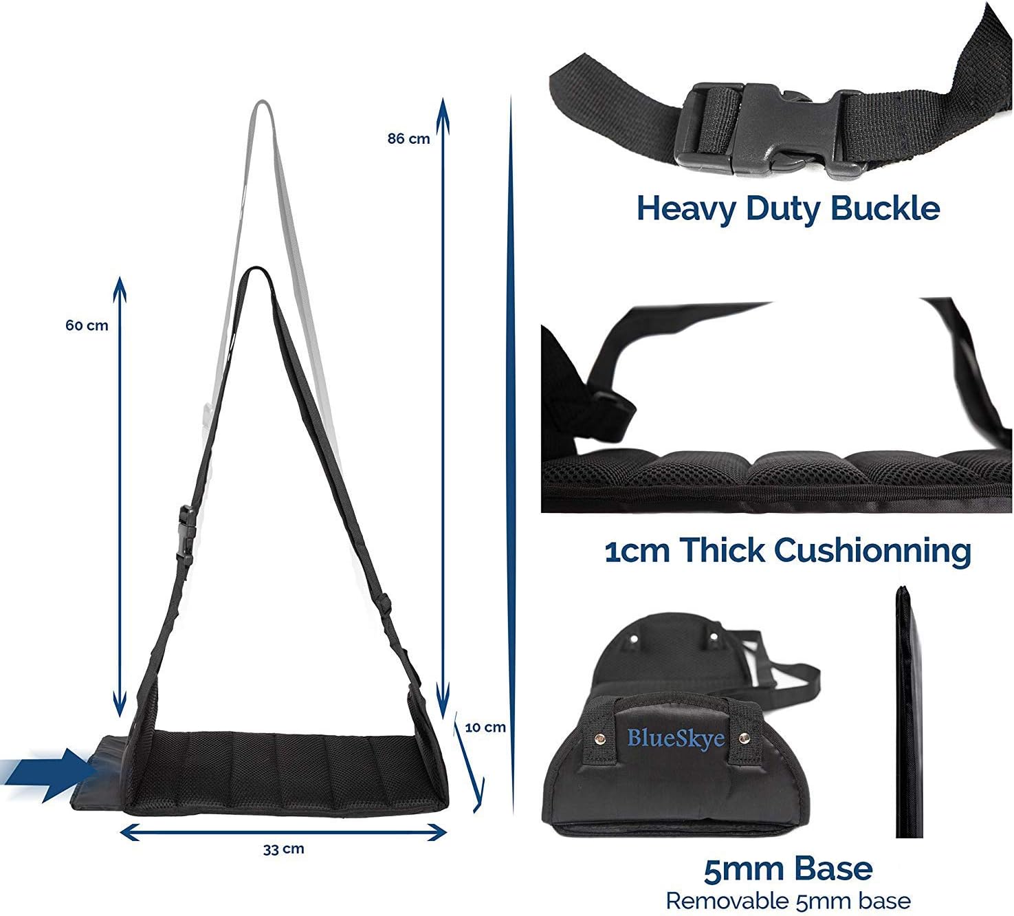 Flat Travel Foot Rest Portable Adjustable Folding Hanging Foot Hammock - for Airplane, Office, Under Desk, Car, Home Relaxing Soft Padded in Flight Anti Swelling - by BlueSkye - Image 5
