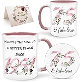 Lingdeer 75th Birthday Gifts for Women Her, 1951 Vintage Birthday Coffee Mugs with Silicone Coaster, Fabulous 1951 Gifts Ideas for 75 Years Old Women Mom Sisters Grandma