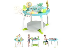 BABY JOY 5 in 1 Baby Activity Center, Baby Jumpers and Bouncers with Removable Toys, Lights & Music, 3 Adjustable Heights, Interactive Play Center for Toddlers Boys Girls 6-36 Months (Blue)