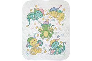 Herrschners Baby Sleepy Dragons Baby Quilt Stamped Cross-Stitch Kit