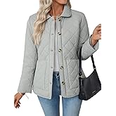 Merryfun Quilted Jackets for Women Lightweight Casual Button Up Diamond Puffer Jacket Warm Winter Coat with Pockets