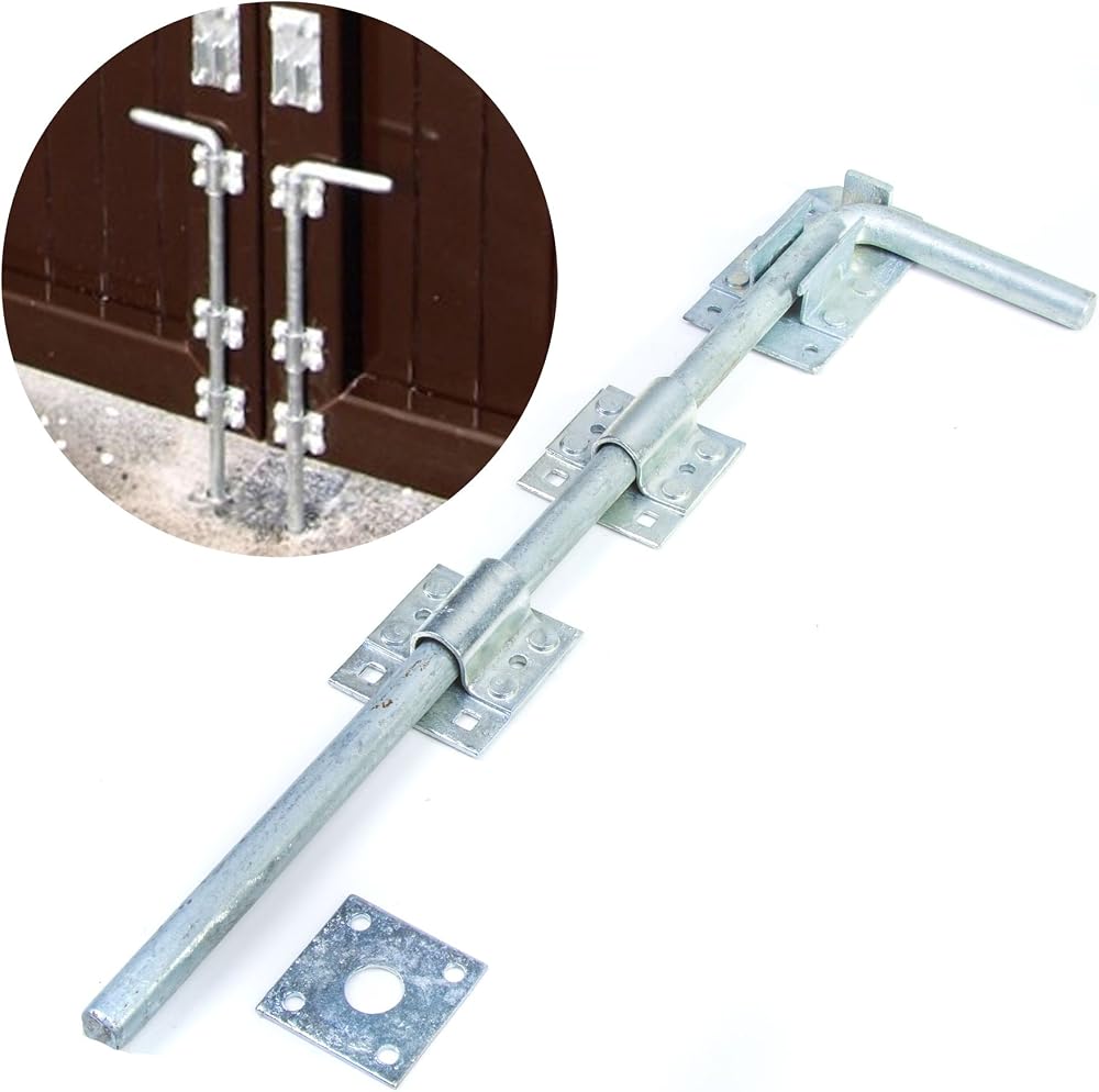 White Hinge Long 18in Galvanised Drop Bolt for Gates & Doors
