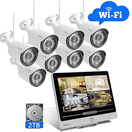 SOOHAO überwachungskamera System WLAN, überwachungskamera mit Monitor 12-Zoll-Monitor NVR 8pcs 1080p überwachungskamera Set k