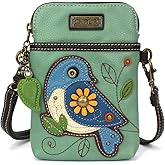 CHALA Bird Collection Cell Phone Crossbody Purse-Women PU Leather/Canvas Multicolor Handbag with Adjustable Strap