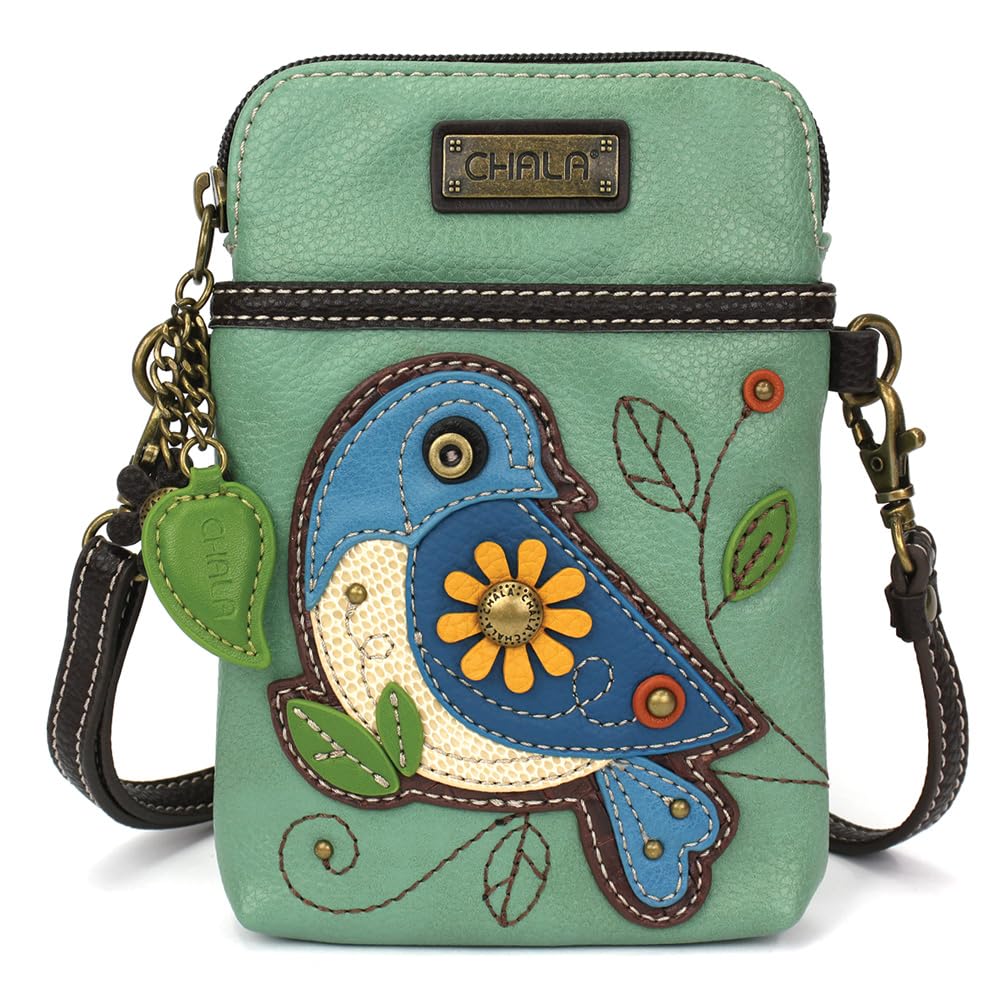 CHALA Crossbody Cell Phone Purse-Women PU Leather Multicolor Handbag with Adjustable Strap - Bluebird - Teal