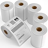 6 Rolls 4" x 6" Direct Thermal Printer Label, 250 Labels/Roll, Total 1500 Thermal Shipping Labels, Strong Adhesive, Commercial Grade, Perforated, Compatible with Most Thermal Printers (NOT for DYMO)