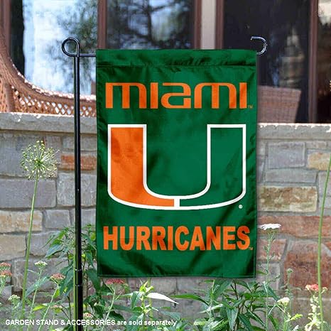 Amazon Com Miami Hurricanes Garden Flag And Yard Banner Sports