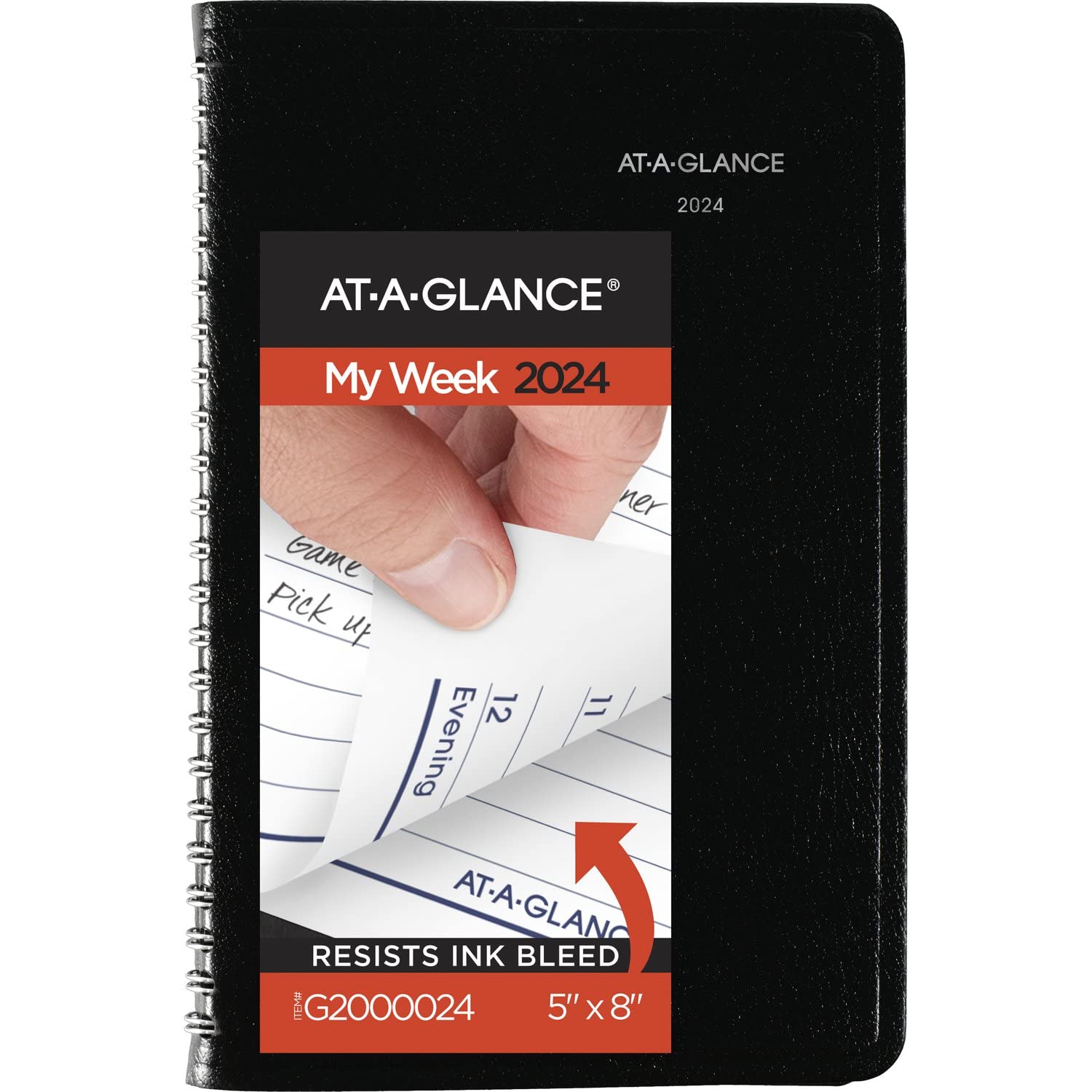 AT-A-GLANCE 2024 Weekly Appointment Book & Planner, 5" x 8", Small, DayMinder, Black (G2000024)