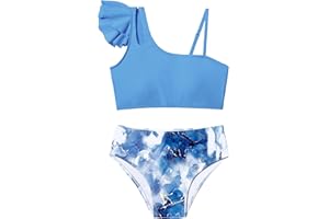 NAPU Girls Swimsuit Ruffled Girls Bikini Set 2 Piece Girls Bathing Suit High Waisted Girls Swimwear with Adjustable Strap