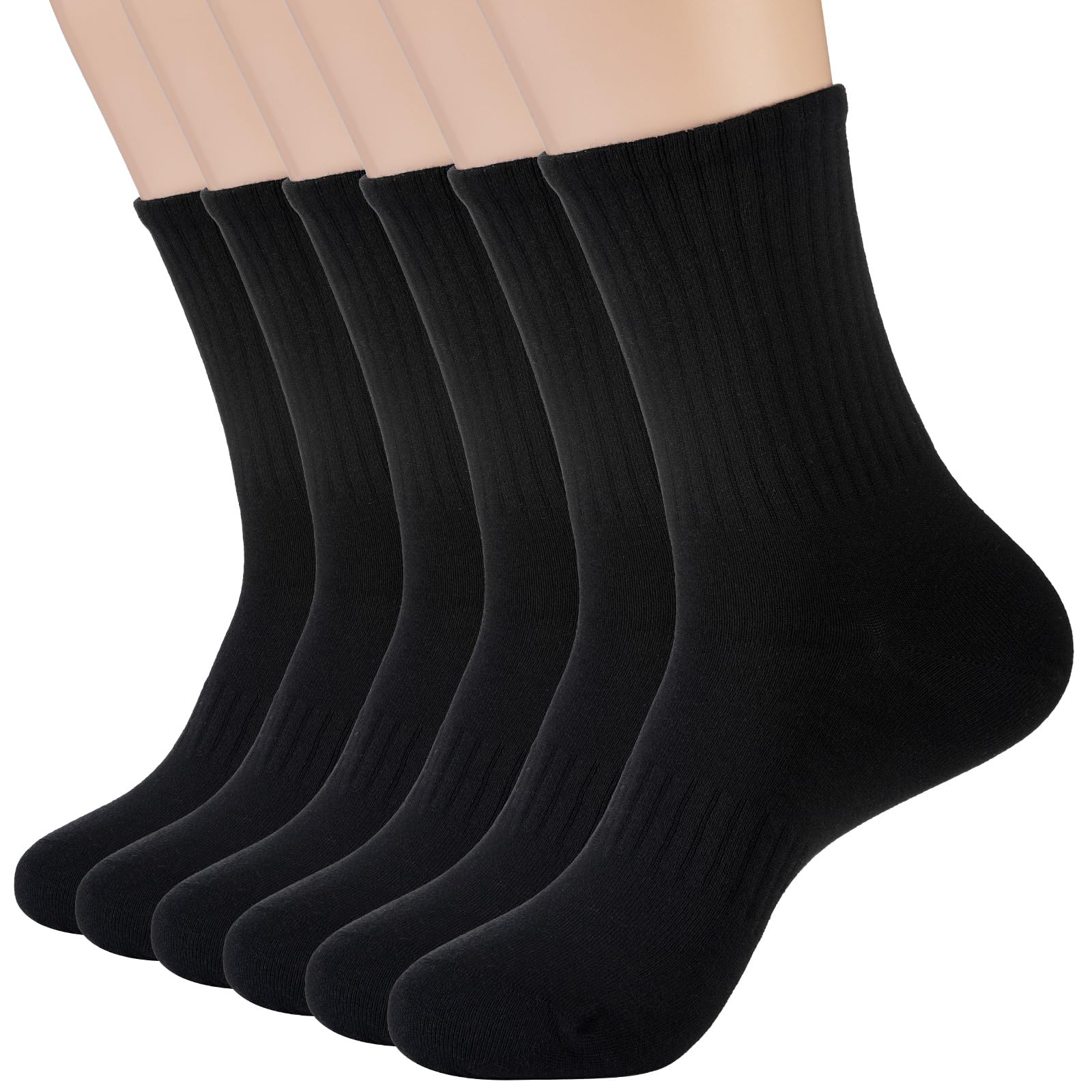 Photo 1 of Mens Socks for Men Boot Black Men’s Socks Size 9-11 10-13 9-12 Black Crew Cotton Athletic Running Pack Gift Moisture Wicking Compression Workout Thick Long Soft Tube Sports Sock ND012-Black-M
