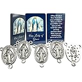 Westmon Works Miraculous Medal Rosary Centerpiece Set Italian Metal Center with Laminated Our Lady Prayer Holy Card, Pack of 5