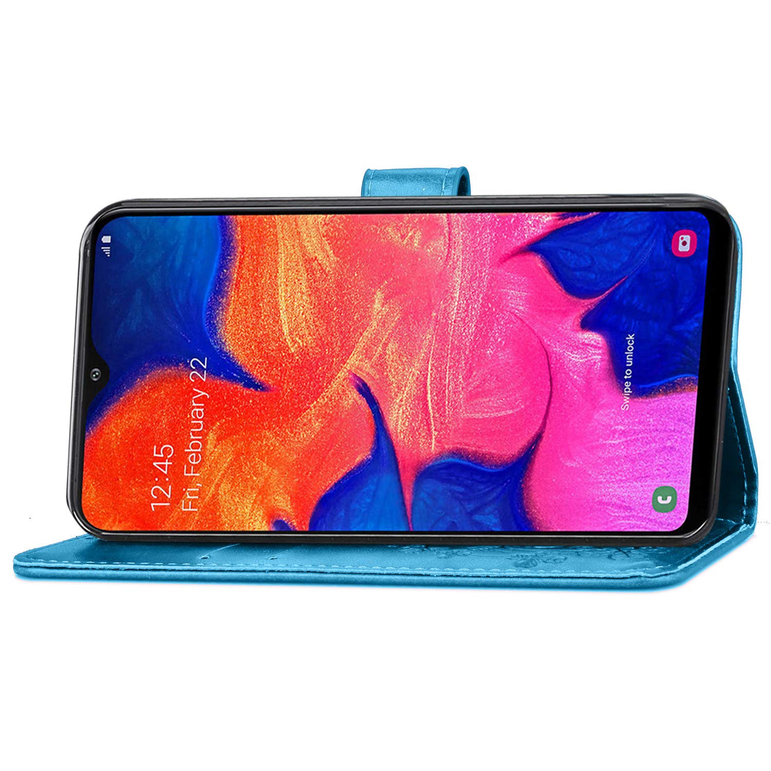 UCMDA Case for Samsung Galaxy A10, Flip Leather Samsung A10 Phone Wallet Case with [Magnetic Closure] [Kickstand] [Card Slot] for Samsung A10-Blue