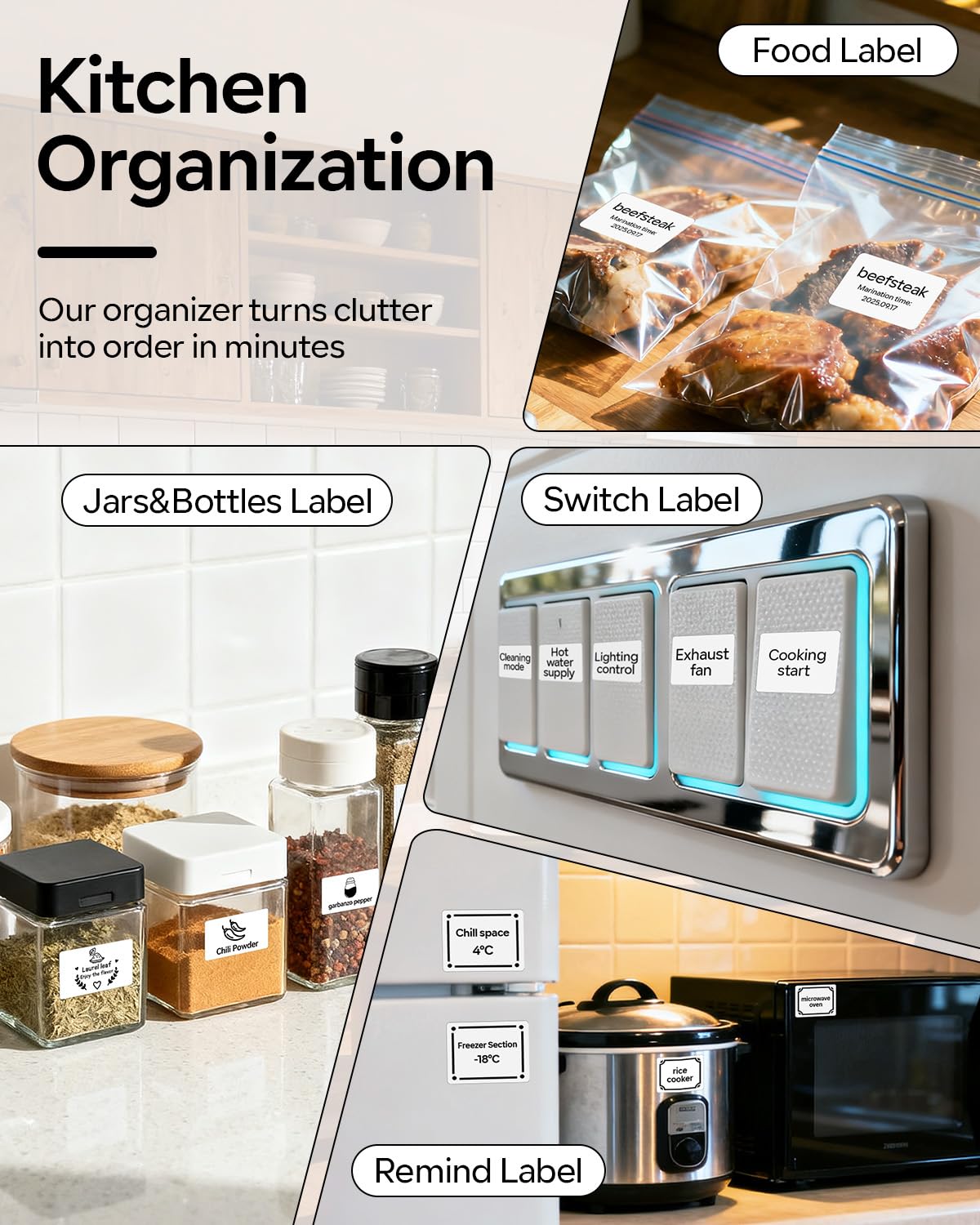 Phomemo Label Maker, Label Printer Thermal, M110 Bluetooth Sticker Printer, Print Width 0.78''-2'', Versatile App with 600+ Fonts & 700 Templates, for Small Business & Home, Ebony Black (+100 Labels)