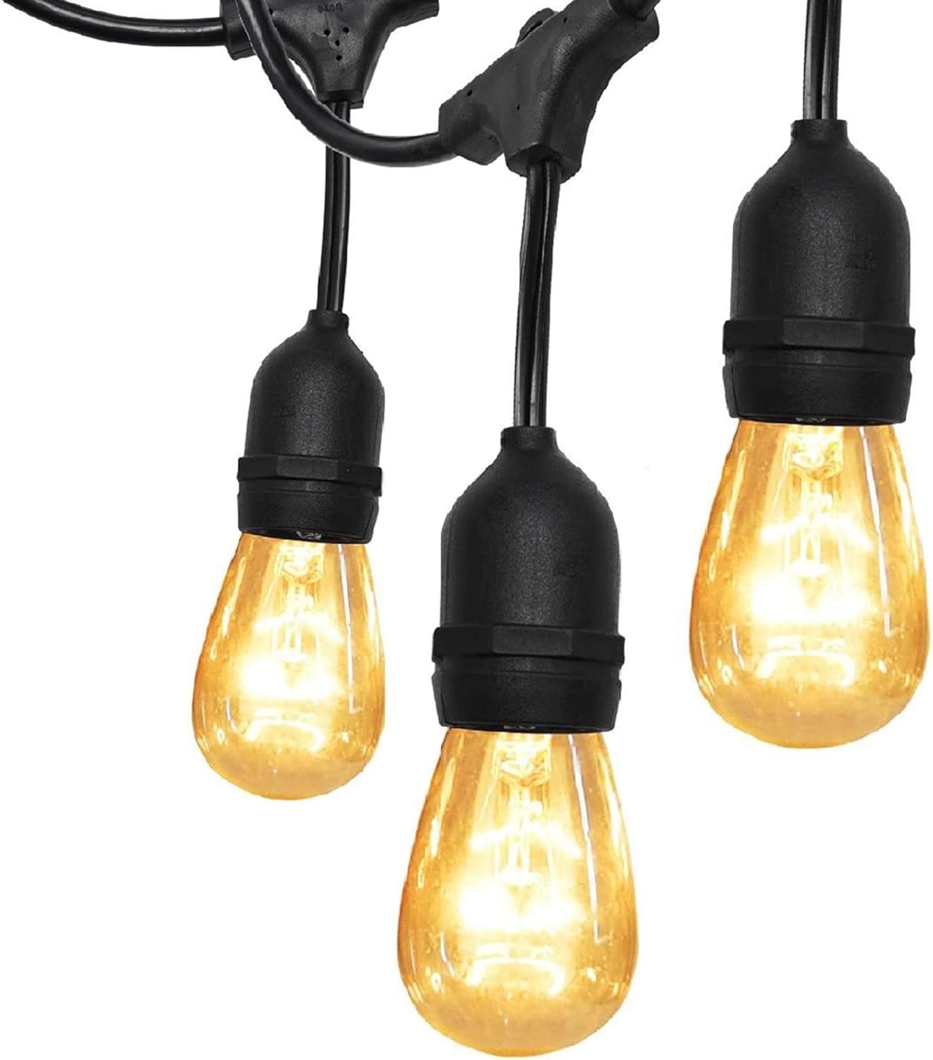 UL Approval 52FT Outdoor String Lights SUPERDANNY - Commercial Grade Weatherproof 30 Bulbs and 30pcs (6 for Spare) Edison Vintage Bulbs with Zip Ties for Patio Porch Garden Backyard Cafe Wedding Party: Home Improvement