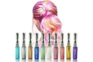 Adofect 10 Colors Temporary Hair Mascara Instantly Hair Color Dye Great Gift for Girls, Women, Temporary Hair Color Chalk