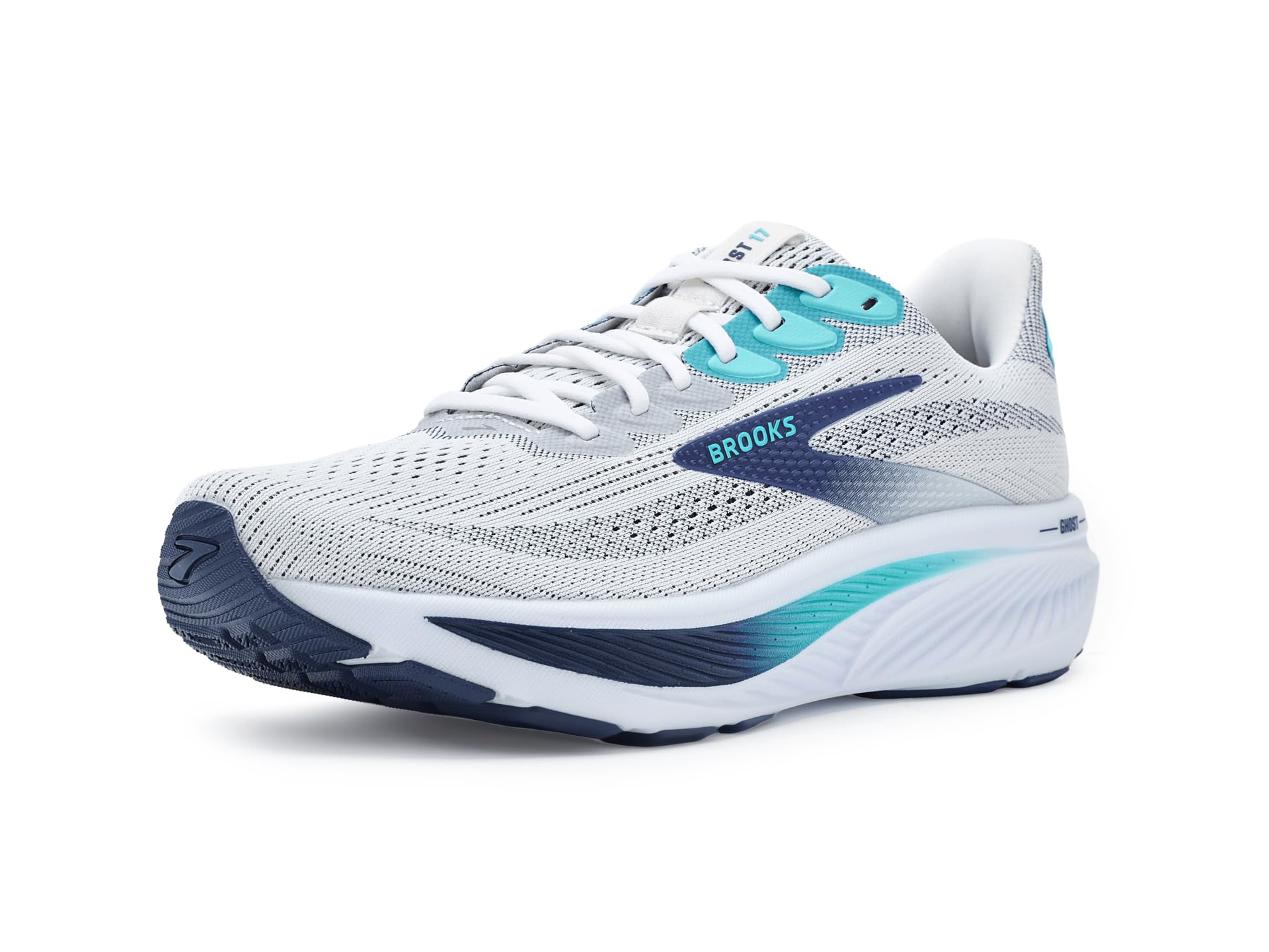 Brooks Men's Ghost 17 White/Beacon Blue/Ipanema 11 Medium Image