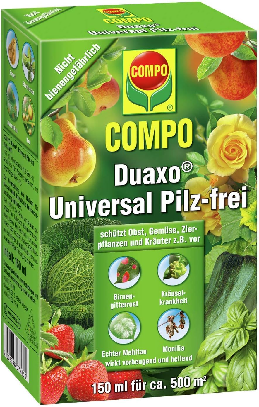 COMPO Duaxo Universal Pilz-frei, Bekämpfung von Pilzkrankheiten an Obst, Gemüse, Zierpflanzen und Kräutern, Konzentrat inkl. Messbecher, 150 ml