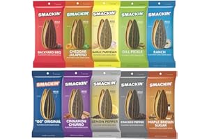 SMACKIN' Sunflower Seeds, No Salty Burn, Roasted Jumbo Small-Batch, American Made - 10 Flavor Variety. 1.5oz bags (10 Bags)