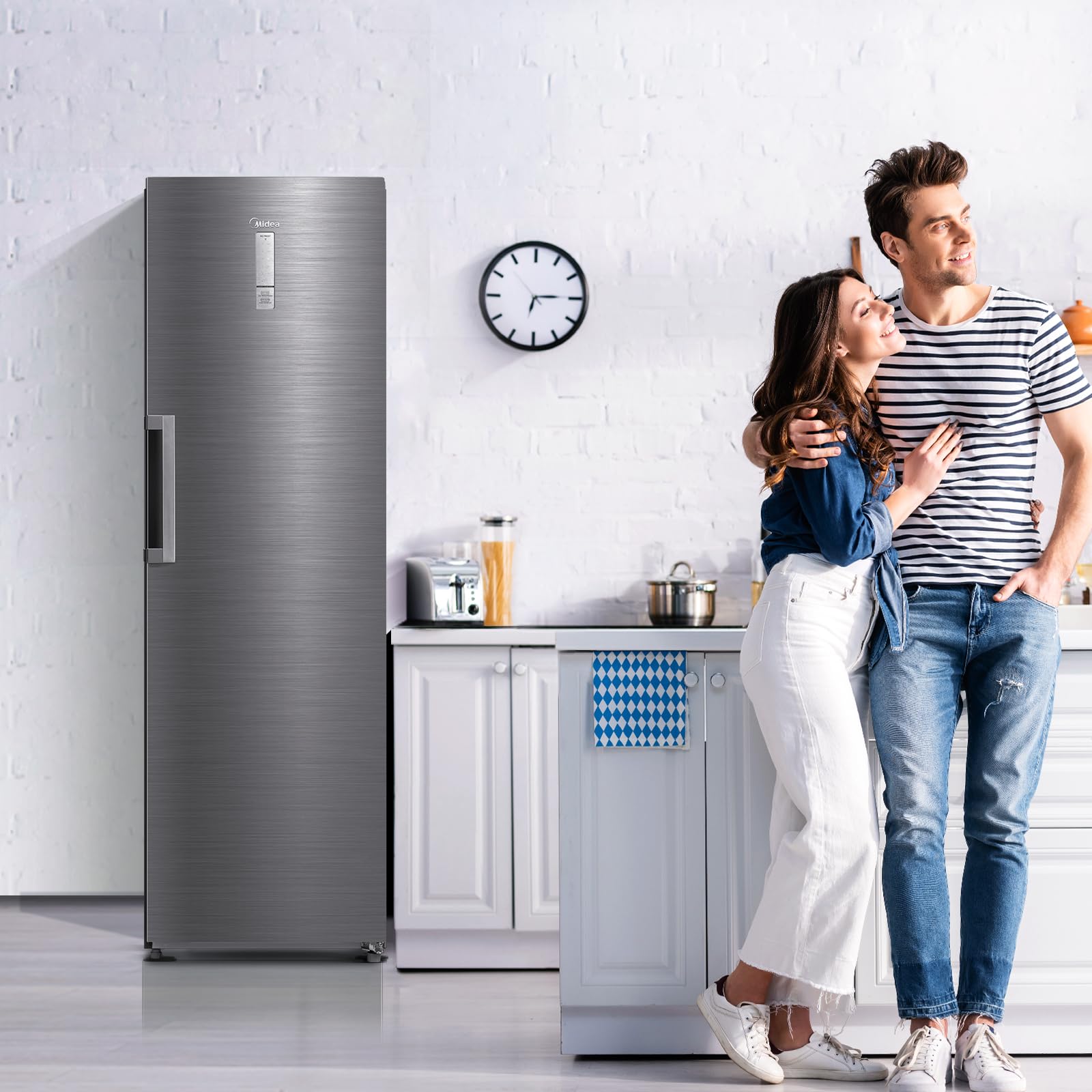 Midea Gefrierschrank & Kühlschrank in einem MDRU385MTE46 | 273L, 185 cm | Umschaltbarer Kühl- & Gefriermodus | NoFrost & Multi Air Flow | GMCC-Kompressor, Leise & Energiesparend | Freistehend, Inox 2