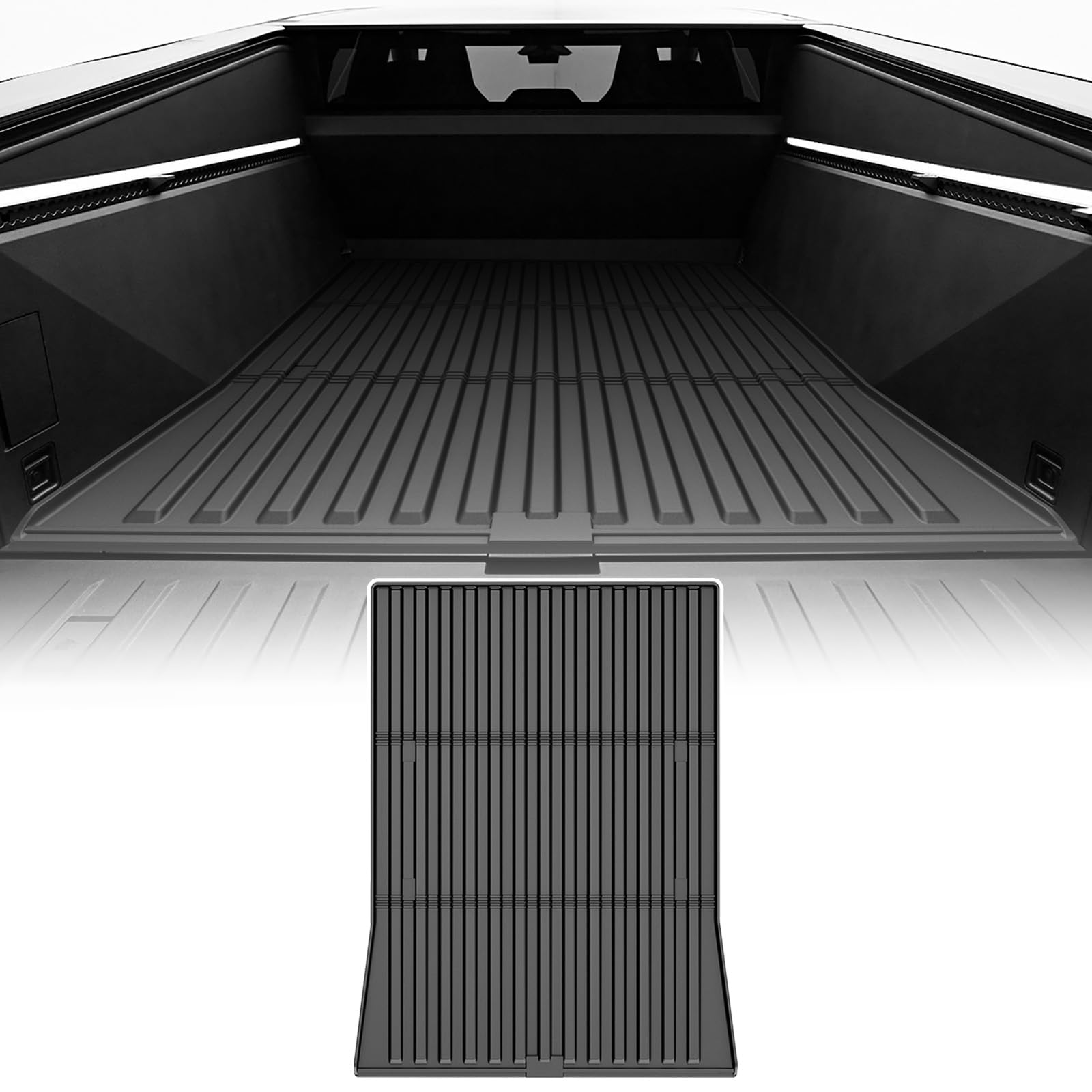 Photo 1 of ****used****    AOMSAZTO Bed Mat Compatible with Tesla Cybertruck 2025 2024 2023 All Weather Protection Truck Bed Mat Trunk Accessories Waterproof TPE Heavy Duty Pickup Car Bed Cargo Liner, Black