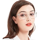 WEMOOTANTS Large Reading Glasses for Women Square Cat eye Readers 1.0 1.25 1.5 1.75 2.0 to 6.0 with Sparkle side