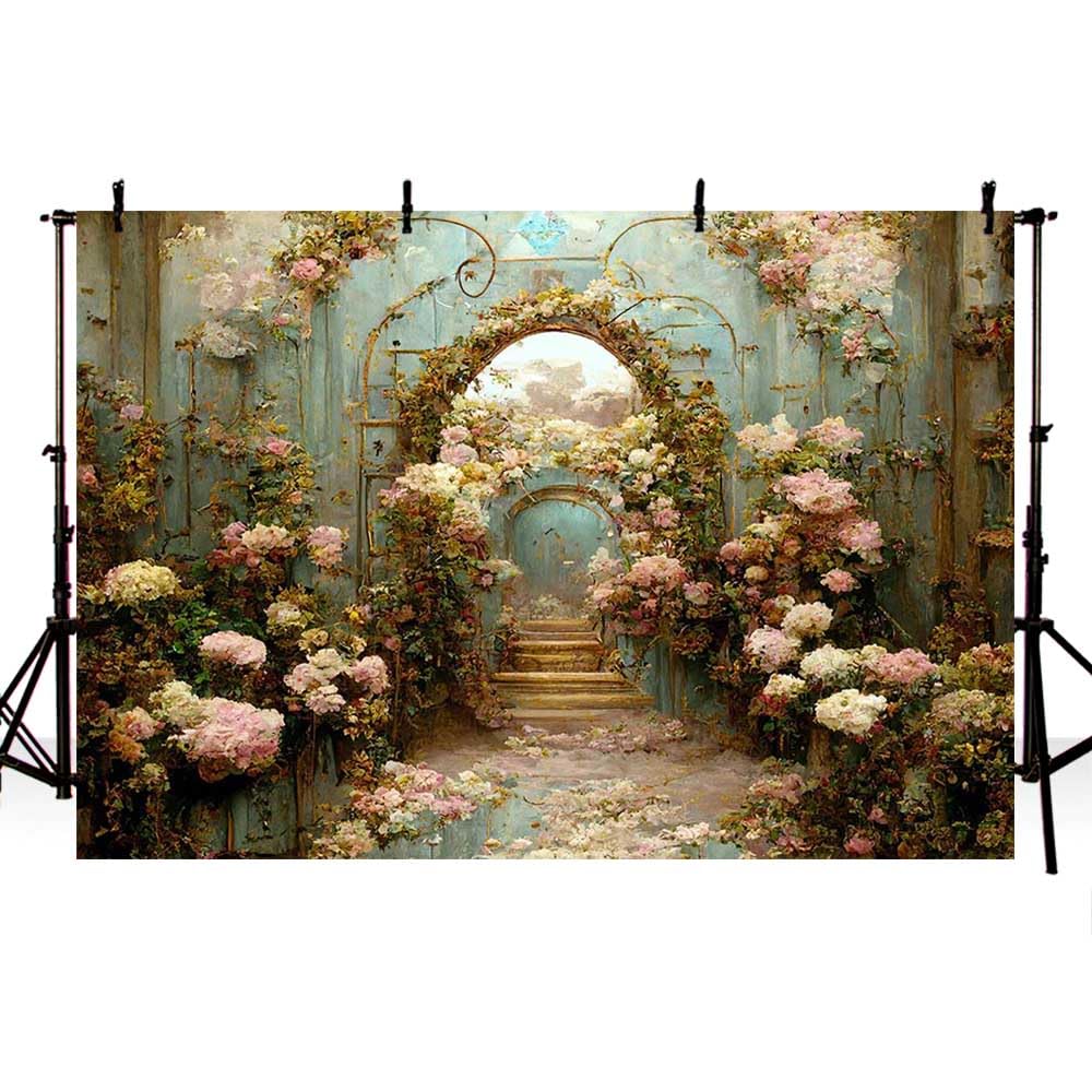 AIBIIN 7x5ft Vintage Oil Painting Flowers Gorgeous Wedding Photography Background Artistic Portrait Photography Decoration Background