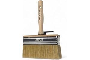 6 inch (15cm) European Professional Block Paint Brush - Natural Bristle/Wood Handle - for Paint Job with Acrylic, Chalk, Oil 