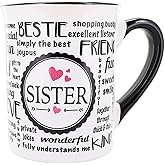 Cottage Creek Mugs - 16oz. Large Ceramic Sister Coffee Cup - Ideal Stoneware Mug for Kitchen, Office & Home Decor - Gifts for Women, Sisters, Best Friends