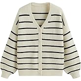 CIDER Women's Striped Knit Cardigan Button Down V Neck Fall Fashion Casual Sweater