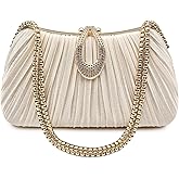 Qiannaura Evening Clutch Purses For Women Formal Satin Dress Handbag for Wedding Party Elegant Small Shoulder Bag