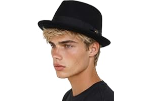 Funky Junque Porkpie Fedora Hats for Men – Classic Wool Blend Trilby Dress Hat, Short Brim Fedoras for Formal & Casual Wear