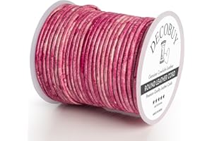 DECOBUY Leather Cord for Jewelry Making, Round Cording 2mm Rope, 27 Yards Used for Crafts, Necklace String, Braiding - Distressed Purple