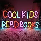 VVYXX Cool Kids Read Books Neon Sign Reading Corner for Kids Neon Signs for Wall Decor LED Light Library Classroom Book Club Christmas Gift for Teens