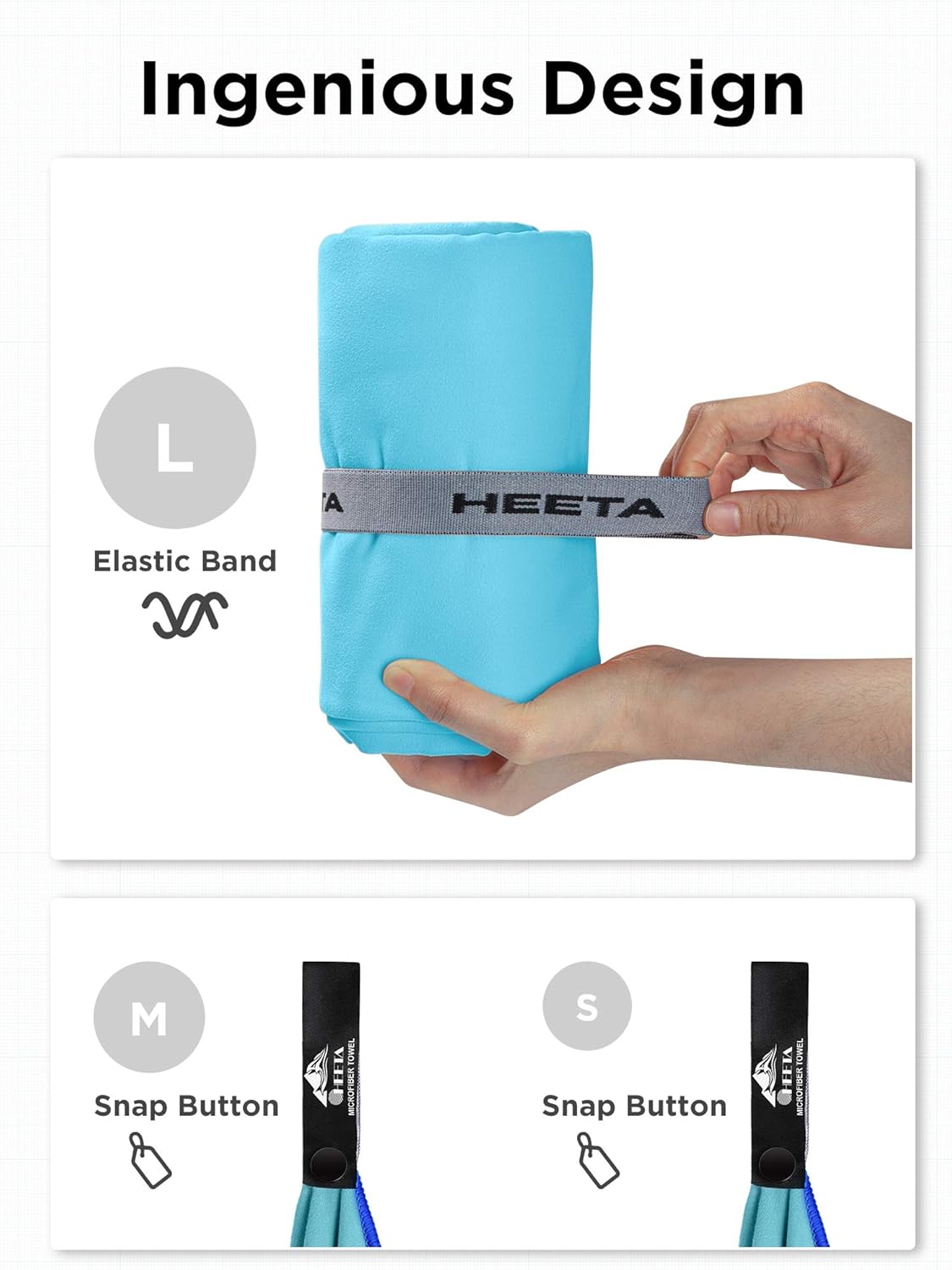 HEETA 3-Pack Fast Drying Microfiber Towels Quick Dry Towels Super Absorbent High Compact Towels for Beach, Hiking, Yoga, Swim, Camping, Gym, and Travel, 3 Size with Bag (Blue): Kitchen & Dining
