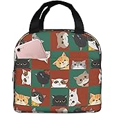 Biepiaowo Cat Lunch Bag Kids Cute Insulated Cat Lunch Box for Girls Women Men Reusable Lunch Tote for Office Work Picnic Hiking