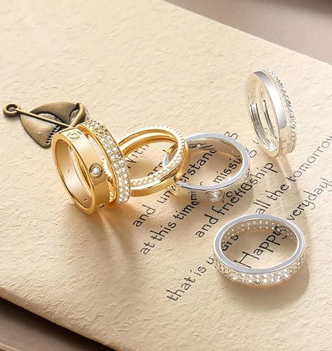 TOSGMY Gold Silver Rings for Women Non Tarnish Stackable Rings