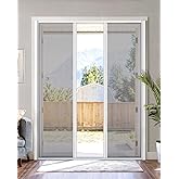 paramondo Retractable Screen for Double Doors 72 3/4" W x 81 3/8" H | Self-Stop Sliding Patio Screen with Aluminum Frame &amp; Fiberglass Mesh, White