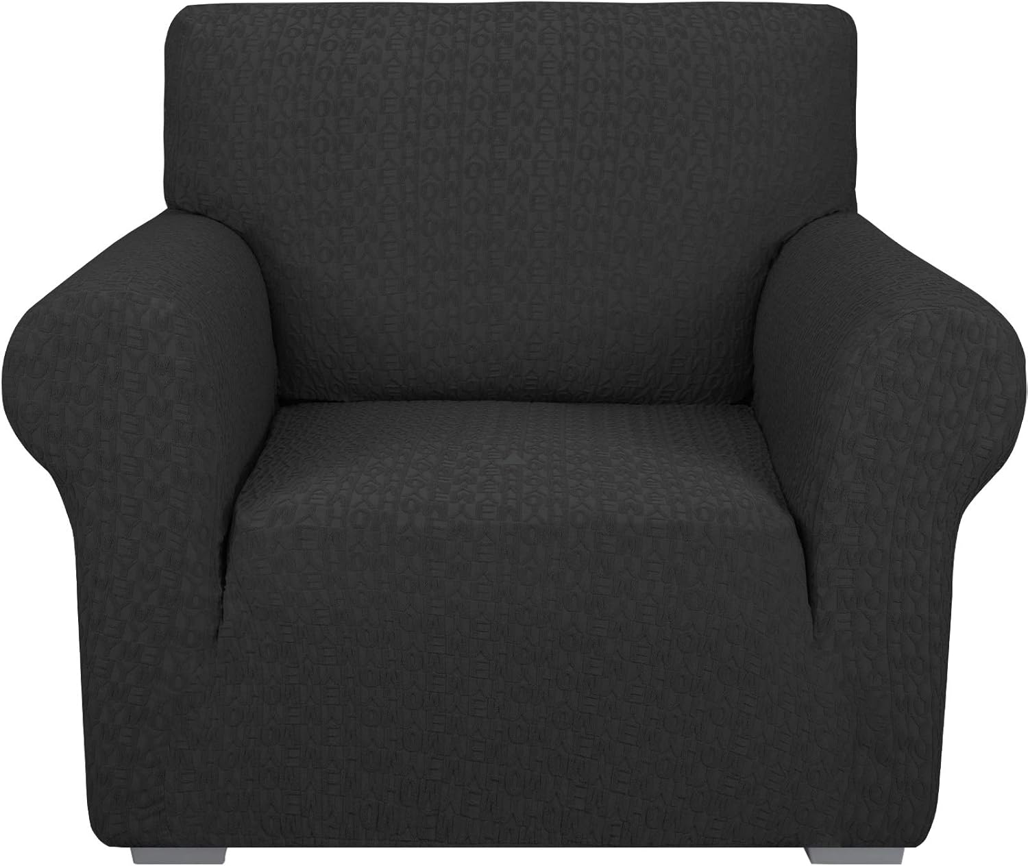 YEMYHOM Stretch Armchair Slipcover Latest Letter Design 1 Piece Couch Cover Thick Fitted Sofa Chair Cover for Living Room Non Slip Furniture Protector with Foam Rods (Chair, Black): Kitchen & Dining