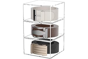 Hongtuocb 3 Layers Clear Square Acrylic Belt Organizer for Closet, Belt Holder for Accessories, Scarves, Ties, Jewelry, Brace