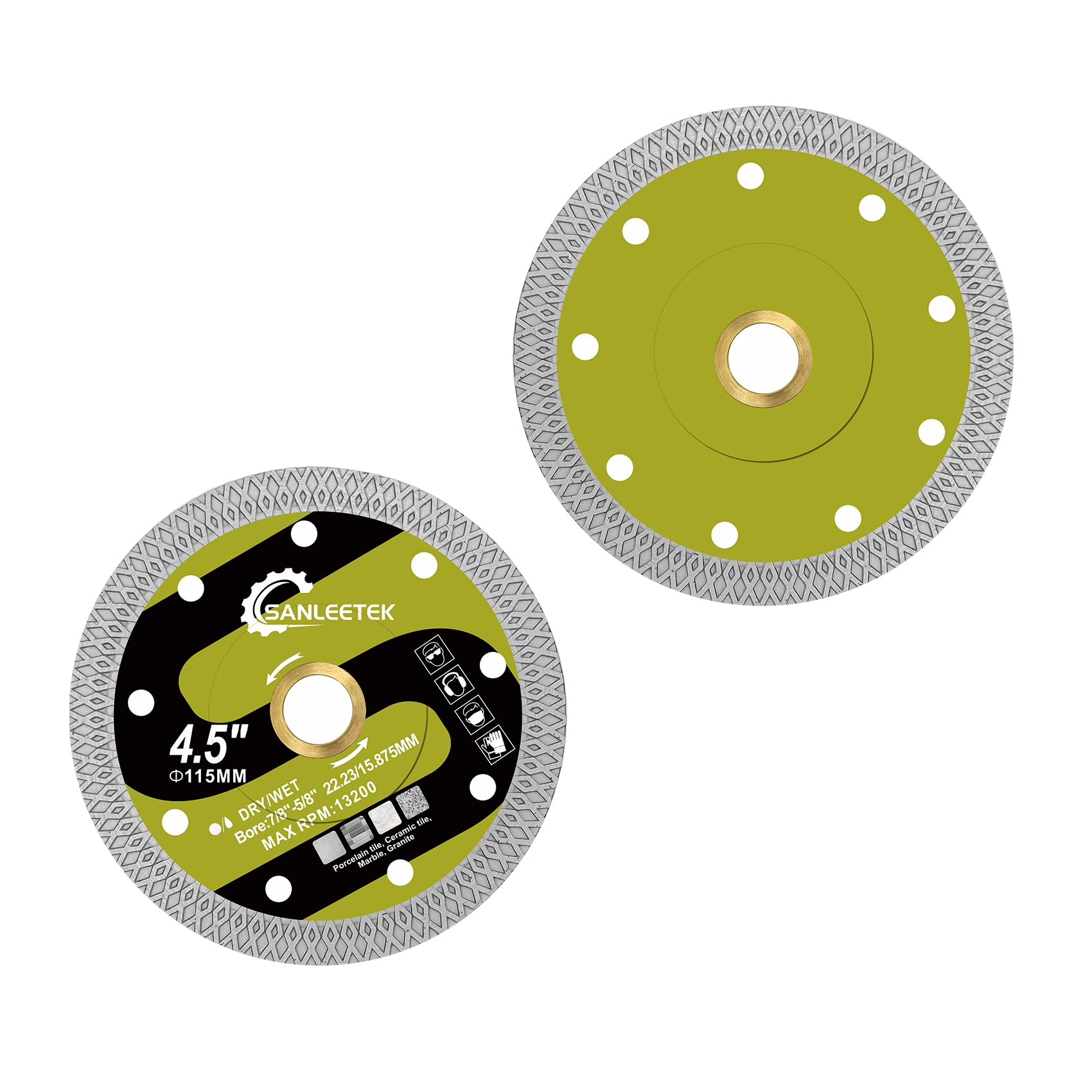 Diamond Cutting and Grinding Discs 115mm - 2pcs X Mesh Disc Cutter Diamond Blade for Ceramic Tile Porcelain Marble Granite Artificial Stone SANLEETEK