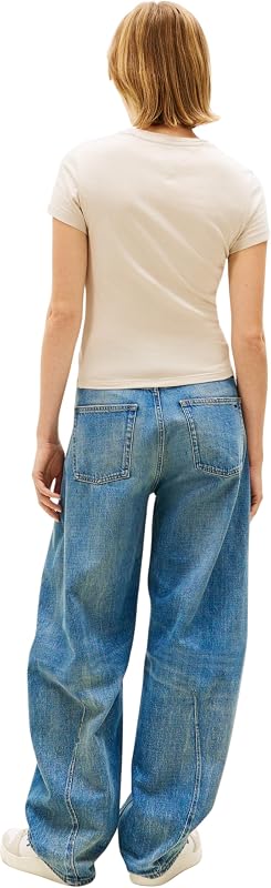 Damen 3er Pack T-Shirts Kurzarm Set mit Rundhalsausschnitt, Blau (Black/Ecru/Gulf Sand), S