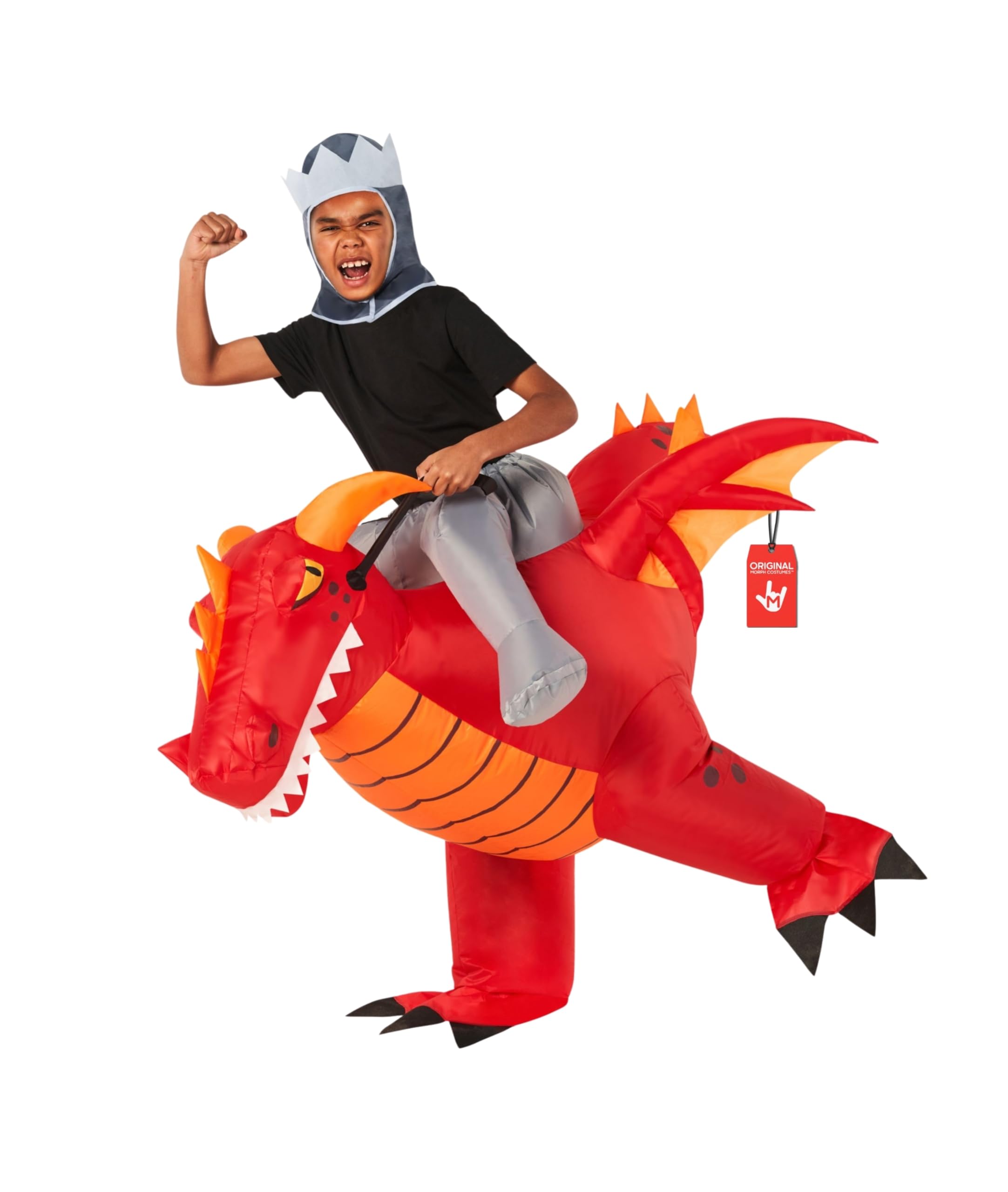Morph Costumes Inflatable Dragon Costume For Kids Red Dragon Rider Outfit Fun Party Dress Up Costume
