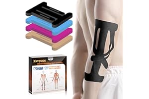 12 Count Kinesiology Tape for Elbow, Pre-Cut Waterproof KTquick Elbow Tape for Elbow Pain Relief Pre Cut, Original Cotton Athletic Tape, Durable Knee Tape for Sports and Long-Lasting Support (Black)